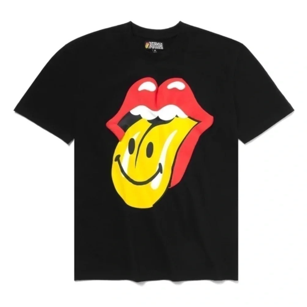 Market x Smiley x The Rolling Stones Unisex T-Shirt Black S Streetwear Concert